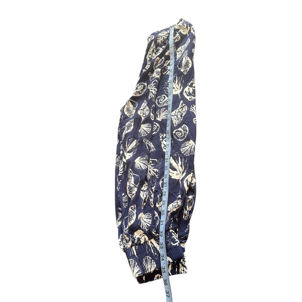 Venus Pants Blue White Seashell‎ Print Beachy Vacation Resort Cropped Small - Picture 10 of 10